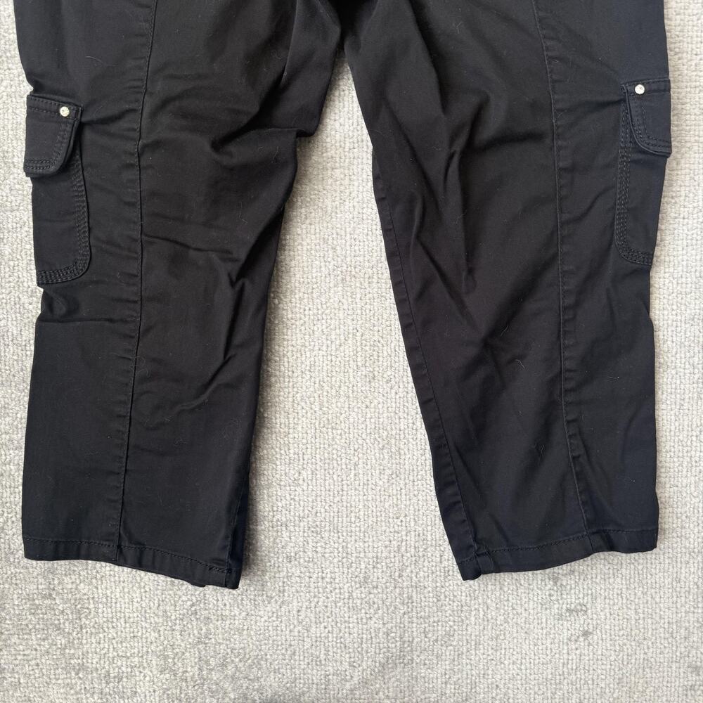 White House Black Market Pants Womens 2 Black Crop Leg Cargo Embroidered Stretch - Picture 12 of 12